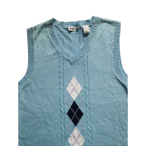 Robert Allan Kids Size Small Baby Blue Argyle V Neck Sleeveless Sweater Vest - Picture 5 of 7
